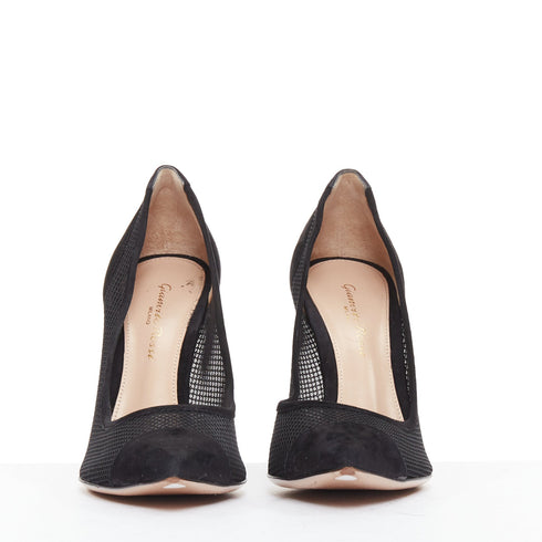 Women's Gianvito Rossi Fishnet Suede Pointy Pumps