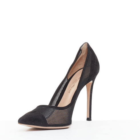 Women's Gianvito Rossi Fishnet Suede Pointy Pumps