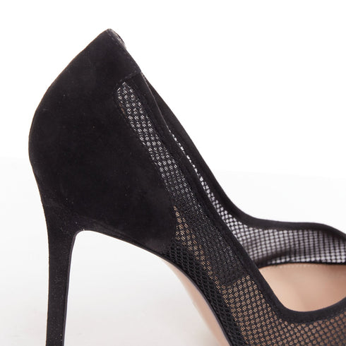 Women's Gianvito Rossi Fishnet Suede Pointy Pumps