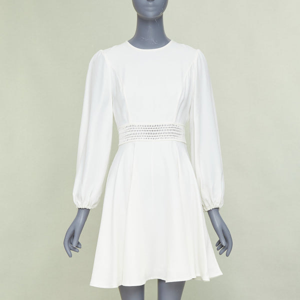 Women's Zimmermann Lattice Waist Puff Sleeve Dress
