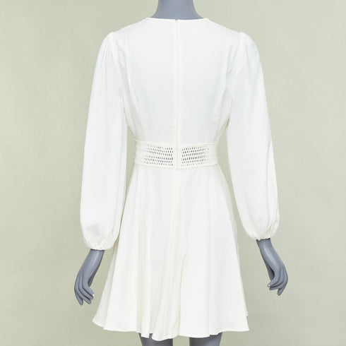 Women's Zimmermann Lattice Waist Puff Sleeve Dress
