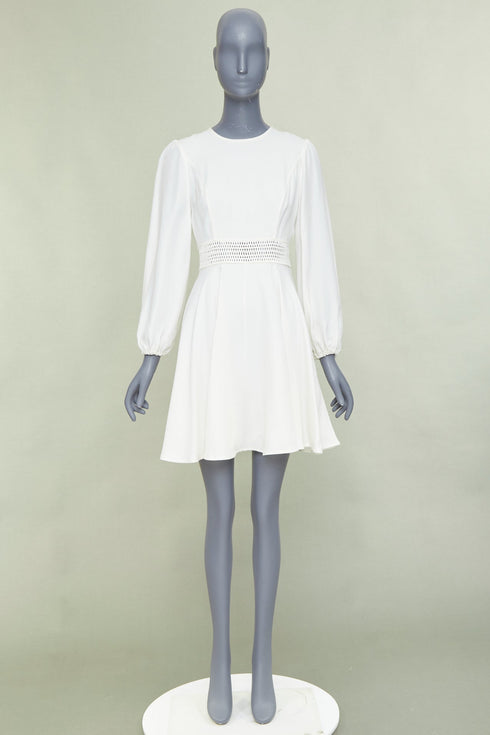 Women's Zimmermann Lattice Waist Puff Sleeve Dress