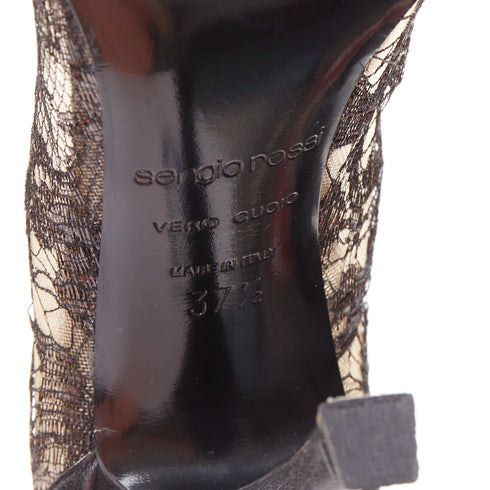 Women's Sergio Rossi Leather Floral Lace Pumps