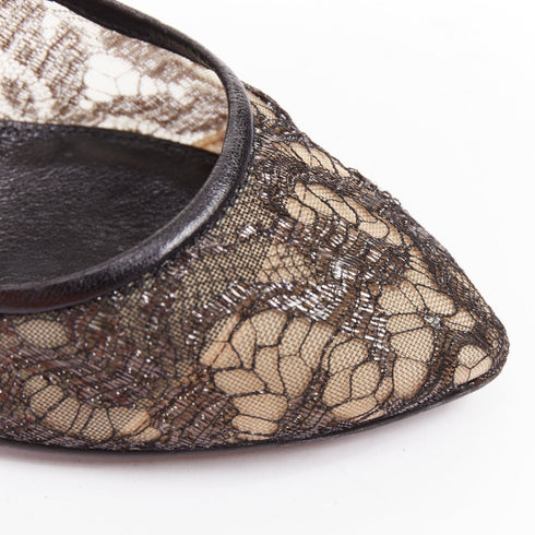 Women's Sergio Rossi Leather Floral Lace Pumps