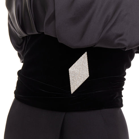 Women's Alexandre Vauthier Velvet Belt Satin Dress