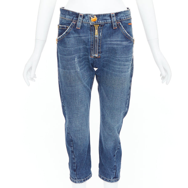 Women's Dsquared2 Crab Button Crop Denim Jeans