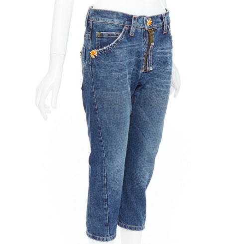 Women's Dsquared2 Crab Button Crop Denim Jeans
