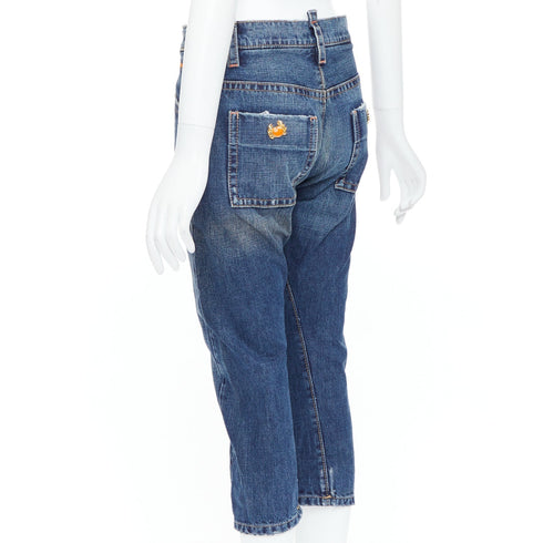 Women's Dsquared2 Crab Button Crop Denim Jeans