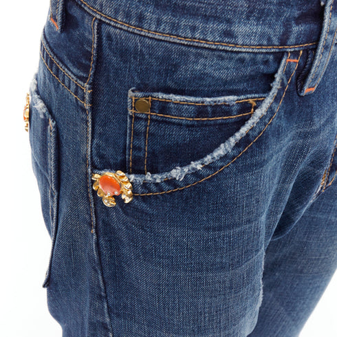 Women's Dsquared2 Crab Button Crop Denim Jeans