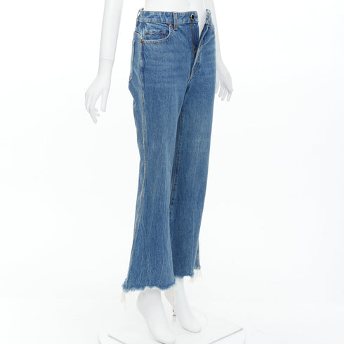 Women's Khaite Stone Washed Flare Cropped Jeans