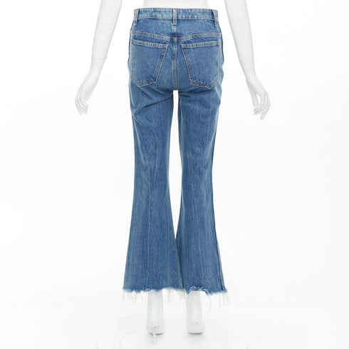 Women's Khaite Stone Washed Flare Cropped Jeans