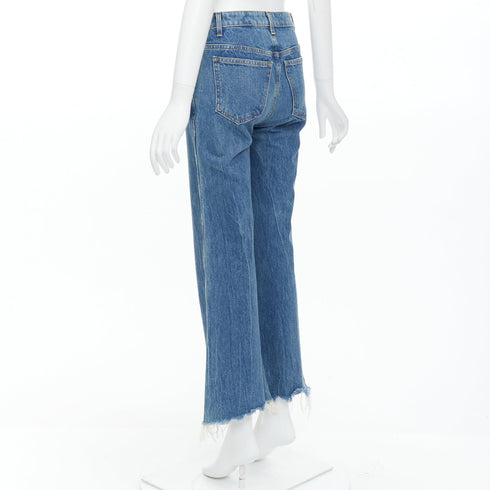 Women's Khaite Stone Washed Flare Cropped Jeans