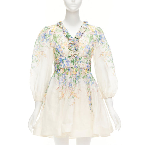 Women's Zimmermann Garden Floral Silk Linen Billow Dress