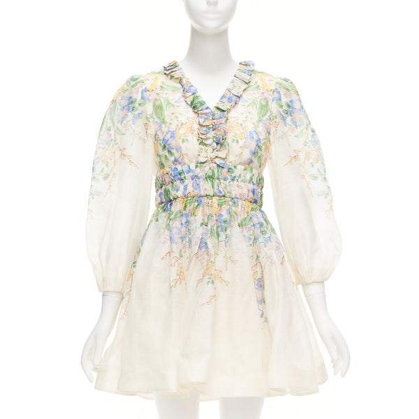 Women's Zimmermann Garden Floral Silk Linen Billow Dress