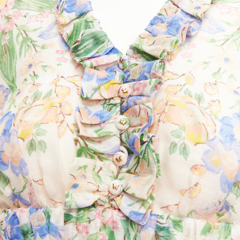Women's Zimmermann Garden Floral Silk Linen Billow Dress