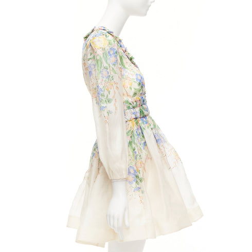 Women's Zimmermann Garden Floral Silk Linen Billow Dress