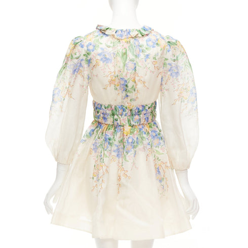 Women's Zimmermann Garden Floral Silk Linen Billow Dress