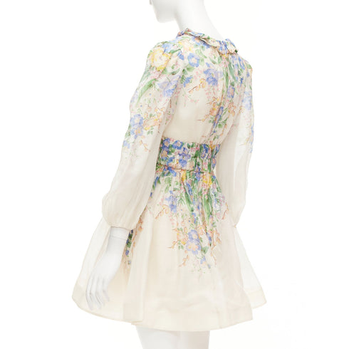 Women's Zimmermann Garden Floral Silk Linen Billow Dress