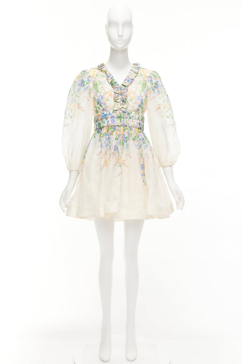 Women's Zimmermann Garden Floral Silk Linen Billow Dress