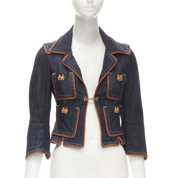 Women's Dsquared2 Crab Denim Cropped Jacket