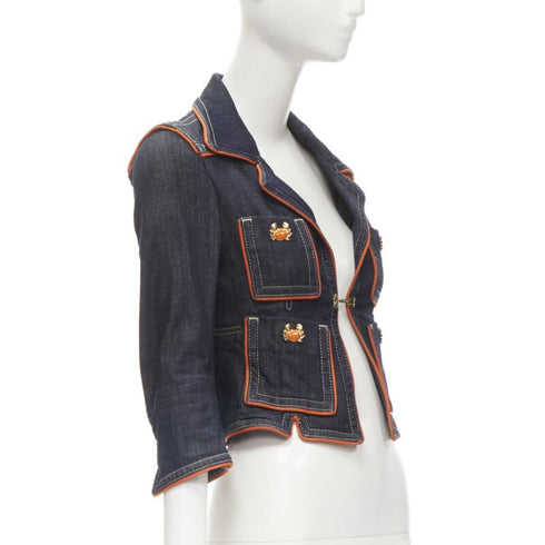 Women's Dsquared2 Crab Denim Cropped Jacket
