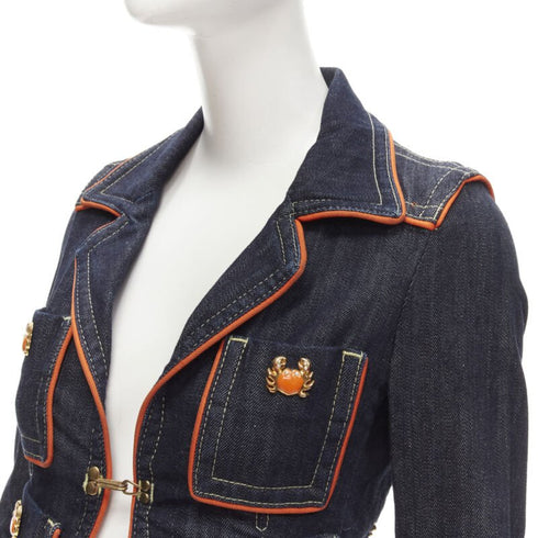 Women's Dsquared2 Crab Denim Cropped Jacket