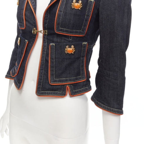 Women's Dsquared2 Crab Denim Cropped Jacket
