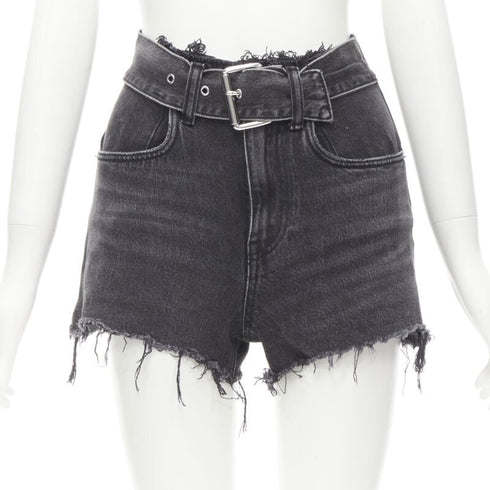 Women's Alexander Wang Denim Buckle Frayed Shorts