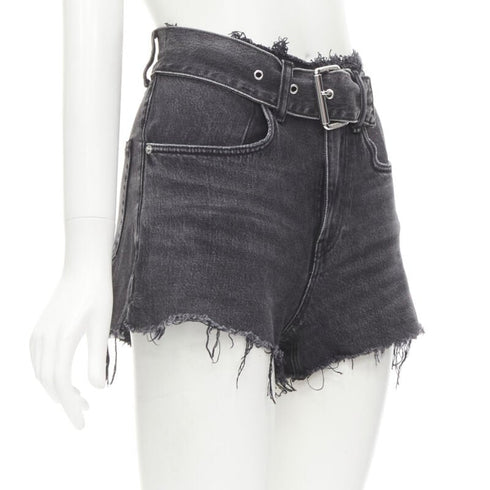 Women's Alexander Wang Denim Buckle Frayed Shorts