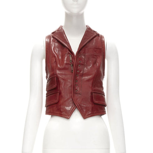 Women's Dsquared2 Distressed Leather Crop Vest