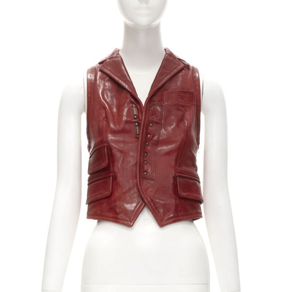 Women's Dsquared2 Distressed Leather Crop Vest