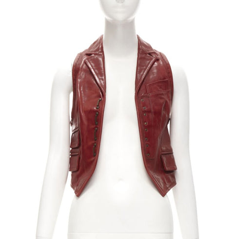 Women's Dsquared2 Distressed Leather Crop Vest