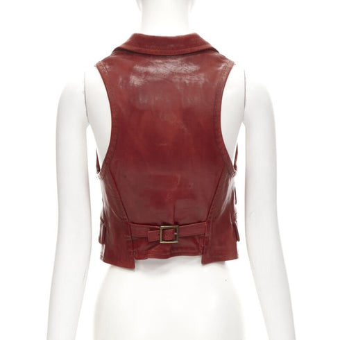 Women's Dsquared2 Distressed Leather Crop Vest