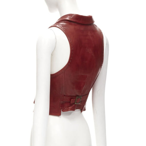 Women's Dsquared2 Distressed Leather Crop Vest