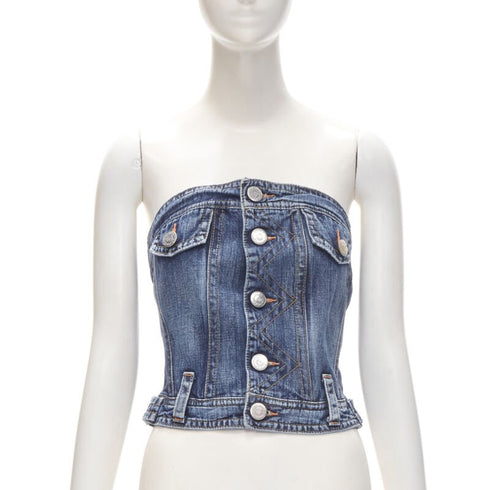 Women's Dsquared2 Denim Boned Corset Bustier Top
