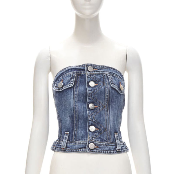 Women's Dsquared2 Denim Boned Corset Bustier Top