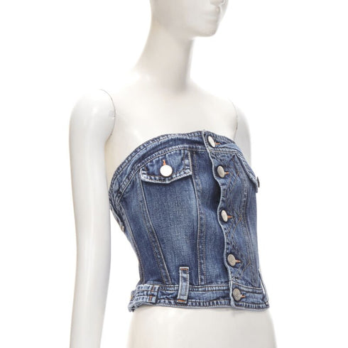 Women's Dsquared2 Denim Boned Corset Bustier Top