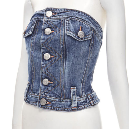 Women's Dsquared2 Denim Boned Corset Bustier Top