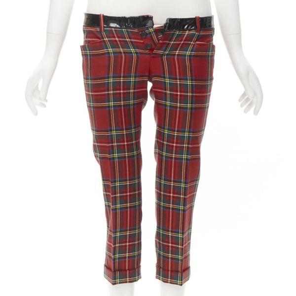 Women's Dsquared2 Punk Plaid Patent Cropped Pants