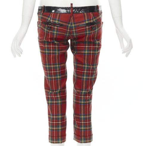 Women's Dsquared2 Punk Plaid Patent Cropped Pants