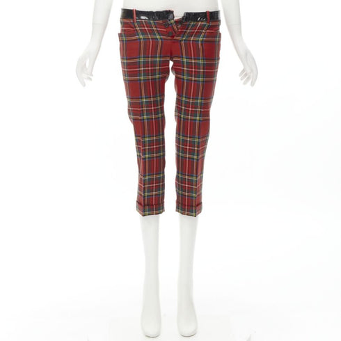 Women's Dsquared2 Punk Plaid Patent Cropped Pants