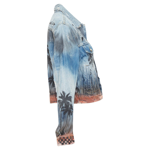 Women's Amiri Palm Tree Sunset airbrush distressed denim jacket