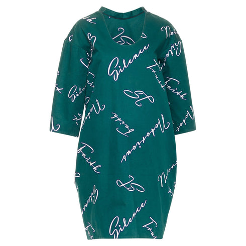 Women's Jil Sander cotton italic words graphic print dress
