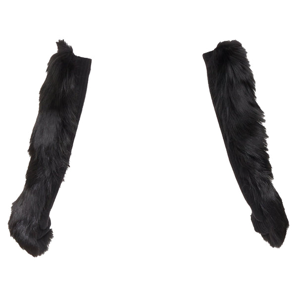 Balenciaga genuine fur chunky wool ribbed opera gloves