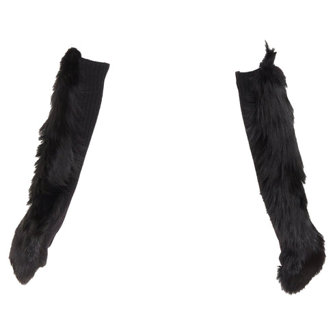 Balenciaga genuine fur chunky wool ribbed opera gloves