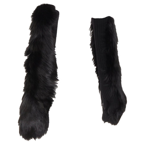Balenciaga genuine fur chunky wool ribbed opera gloves