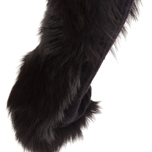 Balenciaga genuine fur chunky wool ribbed opera gloves
