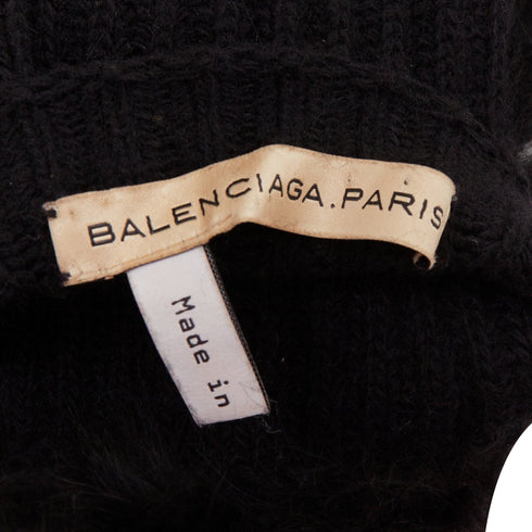 Balenciaga genuine fur chunky wool ribbed opera gloves