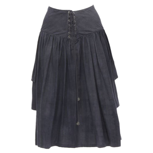 Women's Comme des Garcons grey wool corset lace tiered skirt