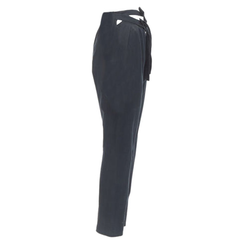 Women's Comme des Garcons double bow tie waist slim leg pants